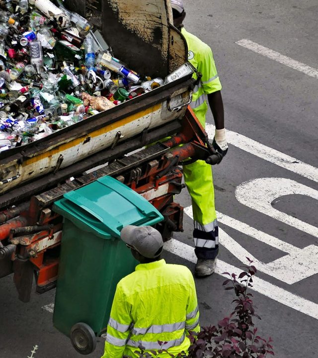 waste vehicle on road